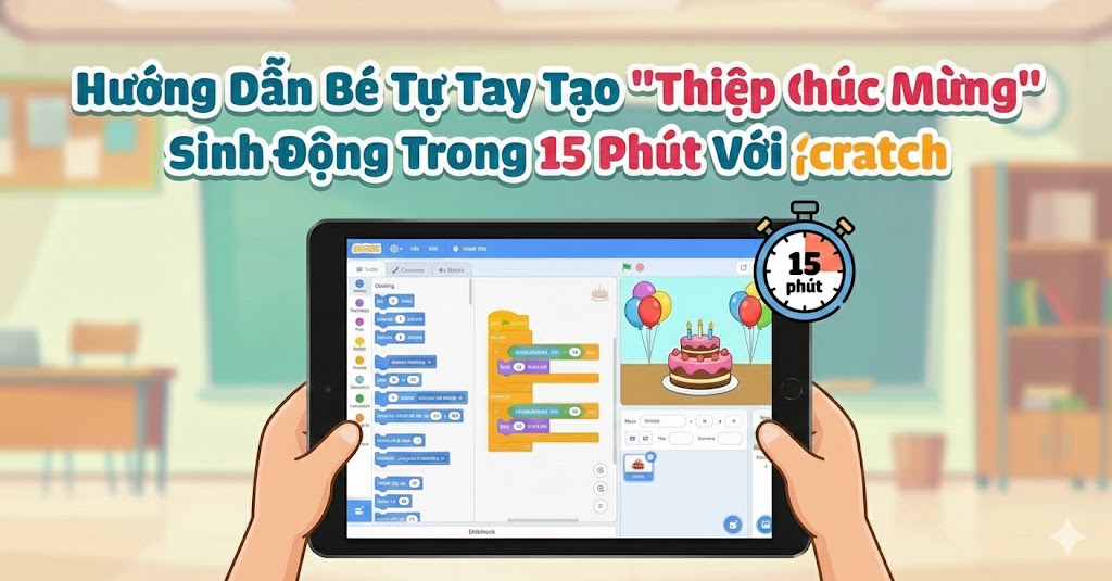 Hướng dẫn bé tự tay tạo Thiệp chúc mừng sử dụng Scratch